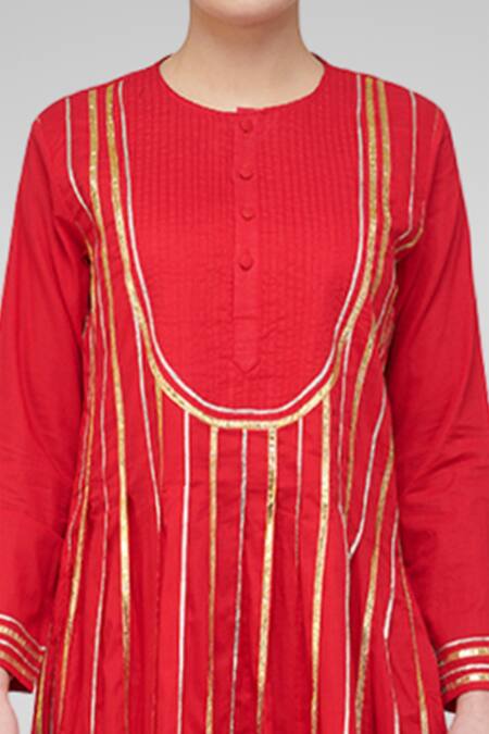 Shop_Gulabo By Abu Sandeep_Pleated Embroidered Kurta_Online_at_Aza_Fashions