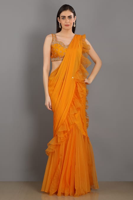 Sanskar Sanskar Manorama Stp-20608 Orange Chiffon Saree – Sanskar Sarees