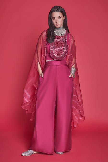 Jade by Monica and Karishma Organza Cape & Pant Set 