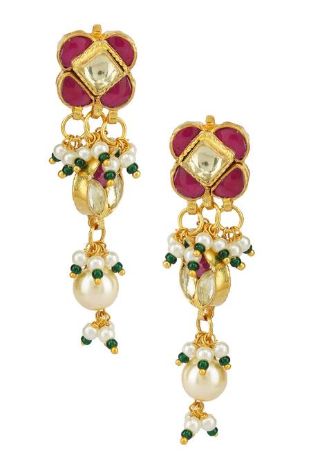 Auraa Trends_Gold Plated Kundan Polki Necklace Set_Online_at_Aza_Fashions