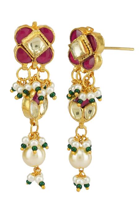 Auraa Trends_Gold Plated Kundan Polki Necklace Set_at_Aza_Fashions