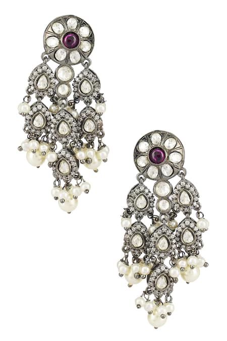 Auraa Trends_Gold Plated Beads, Diamonds, Pearls And Kundan Polki Necklace Set _Online_at_Aza_Fashions