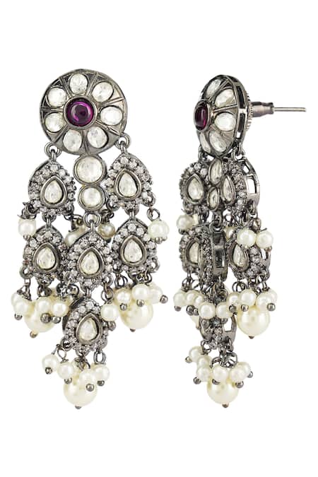 Auraa Trends_Gold Plated Beads, Diamonds, Pearls And Kundan Polki Necklace Set _at_Aza_Fashions