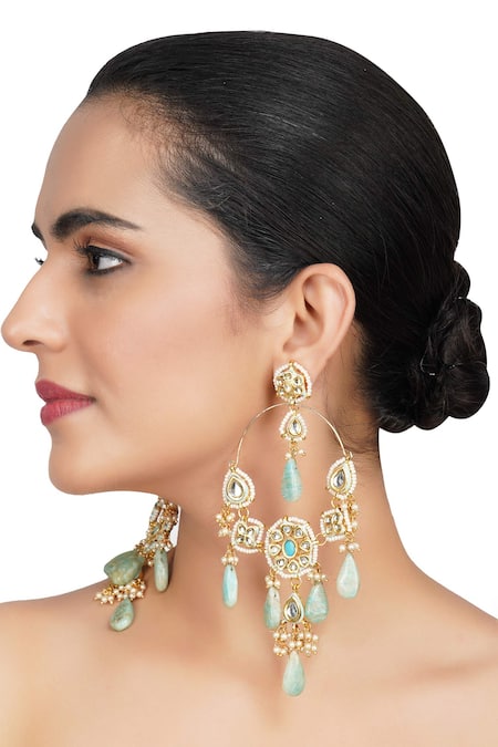 Auraa Trends Kundan Polki Drop Earrings 