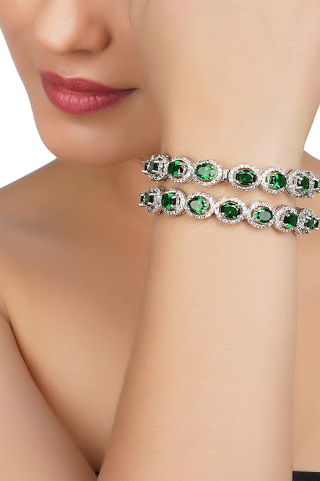 Shop_Auraa Trends_Silver Plated Imitation Diamonds Stone Studded Bracelet - Single Pc _Online_at_Aza_Fashions