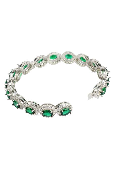 Auraa Trends_Silver Plated Imitation Diamonds Stone Studded Bracelet - Single Pc _at_Aza_Fashions