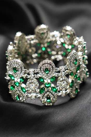 Auraa Trends_Silver Plated Imitation Diamonds Stone Studded Bracelet _Online_at_Aza_Fashions