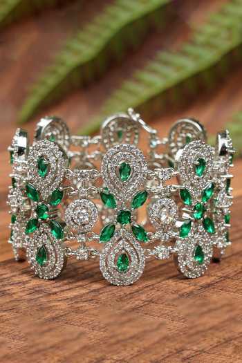 Shop_Auraa Trends_Silver Plated Imitation Diamonds Stone Studded Bracelet _Online_at_Aza_Fashions