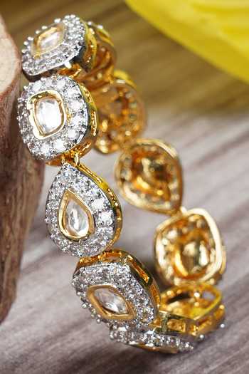 Buy_Auraa Trends_Gold Plated Diamonds, Pearls Stone Studded Bracelet_Online_at_Aza_Fashions