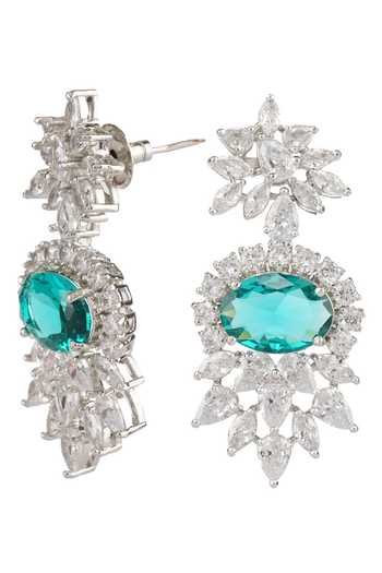 Shop_Auraa Trends_Silver Plated Diamonds, Cut Work Stone Studded Necklace Set_Online_at_Aza_Fashions