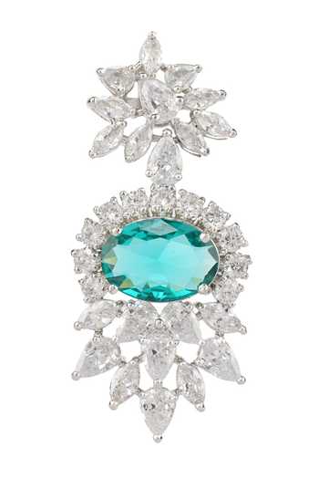 Auraa Trends_Silver Plated Diamonds, Cut Work Stone Studded Necklace Set_at_Aza_Fashions