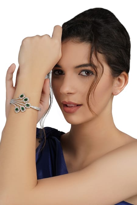 Auraa Trends Rhodium Finish Studded Bracelet 