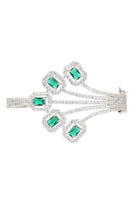 Auraa Trends_Silver Plated Imitation Diamonds Rhodium Finish Studded Bracelet _Online_at_Aza_Fashions