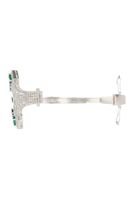 Shop_Auraa Trends_Silver Plated Imitation Diamonds Rhodium Finish Studded Bracelet _Online_at_Aza_Fashions