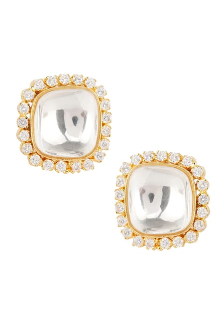 Shop_Auraa Trends_Gold Plated Pearls, Diamonds, Stones Kundan Ring _at_Aza_Fashions