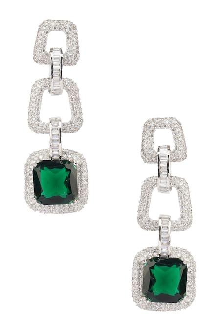 Shop_Auraa Trends_Silver Plated Imitation Diamonds Stone Studded Chain Necklace Set _Online_at_Aza_Fashions