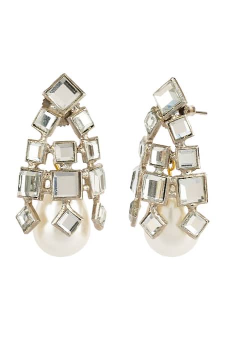 Auraa Trends_Gold Plated Pearls, Diamonds Kundan Drop Earrings _Online_at_Aza_Fashions