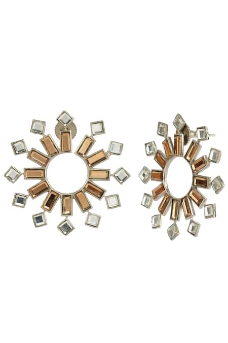 Auraa Trends_Gold Plated Diamonds, Stones Kundan Polki Earrings _Online_at_Aza_Fashions