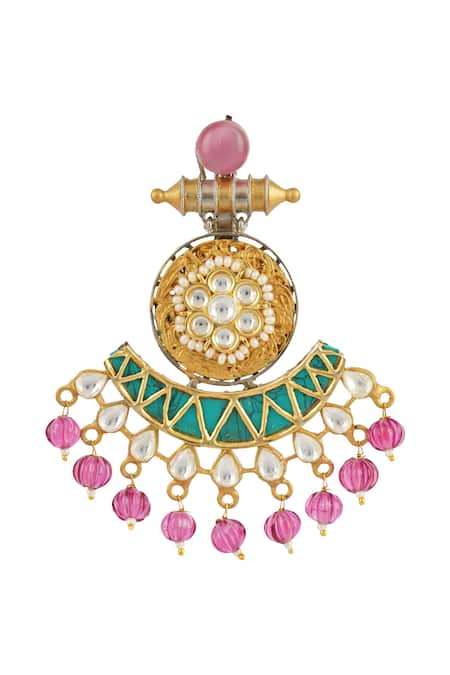 Auraa Trends_Gold Plated Pearls, Diamonds Kundan Choker Set _at_Aza_Fashions