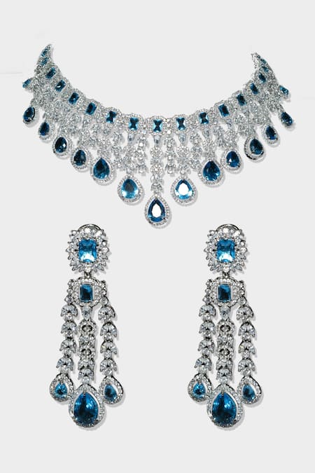 Auraa Trends Blue Zircon Necklace Set 