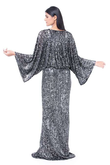 Ambrosia Hand Embroidered Bell Sleeve Gown 
