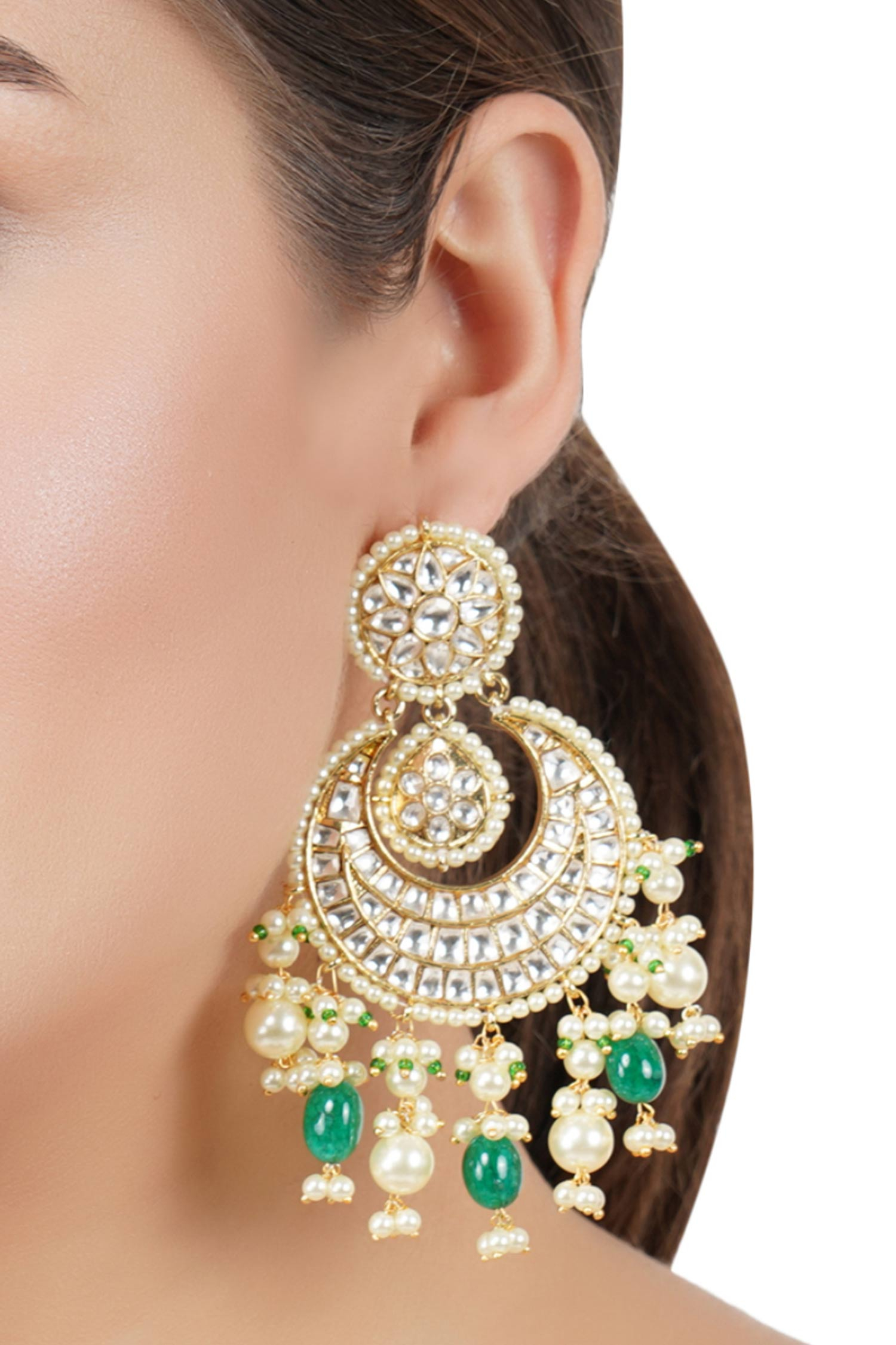 Auraa Trends Floral Kundan Chandbalis 