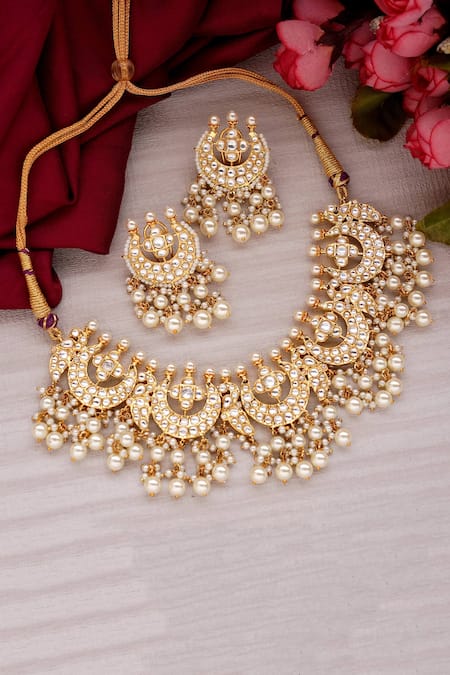 Auraa Trends Gold Plated Kundan Polki Choker Set 