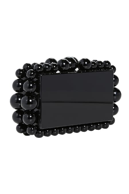 Sephyr Black Resin Pearl Box Clutch 