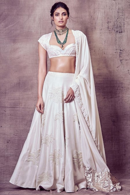 Masaba Off White Silk Embroidered Lehenga Set