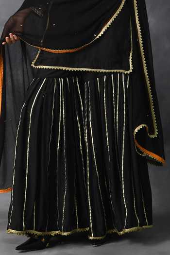 Buy_Neha Chopra Tandon_Black Fine Silk Gota Embroidered Sharara Set_Online_at_Aza_Fashions