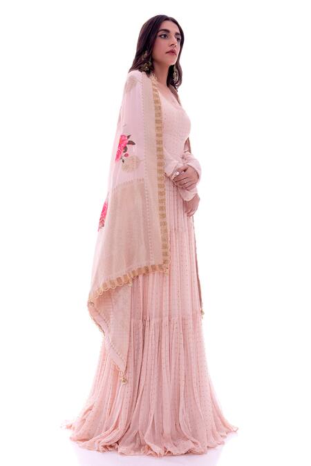 Pooja Rajpal Jaggi Black Anarkali Georgette Dupatta Banarasi Pant Crepe U Embellished Set Online at Aza Fashions Pooja Rajpal Jaggi_Black Anarkali Georgette Dupatta Banarasi Pant Crepe U Embellished Set_Online_at_Aza_Fashions