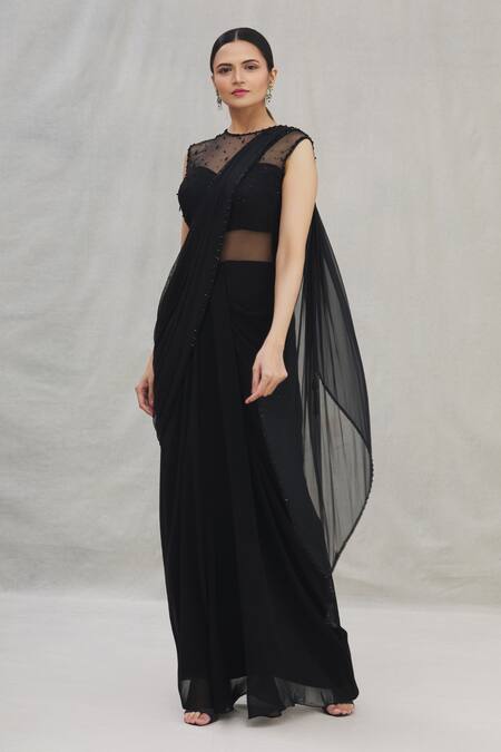 SWAP YOUR LITTLE BLACK DRESS WITH THE LUXURIOUS BLACK SAREE! – Thearyavart