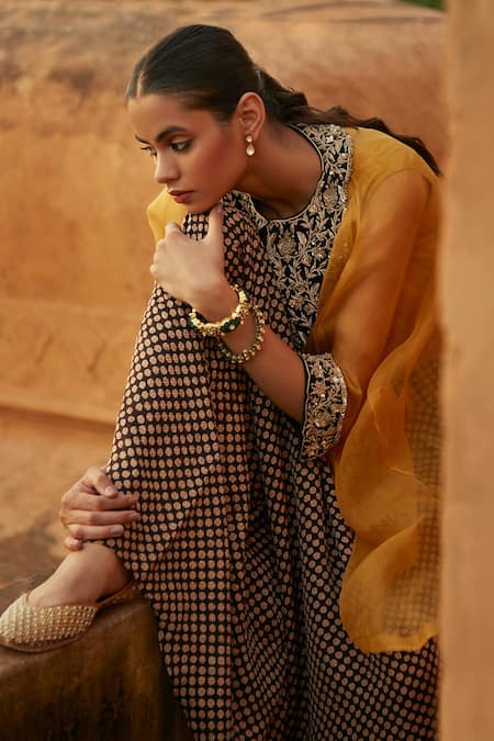 Shop Avacara Yellow Silk Cotton And Organza Zardozi & Embroidered Cape & Dhoti Pant Set at Aza Fashions Shop_Avacara_Yellow Silk Cotton And Organza Zardozi & Embroidered Cape & Dhoti Pant Set _at_Aza_Fashions