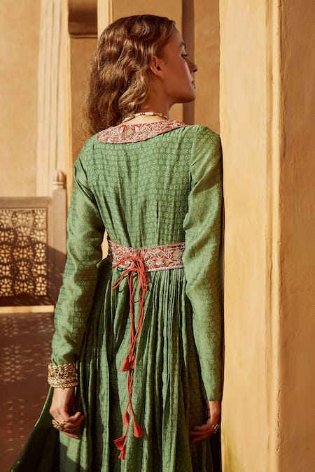 Avacara Chanderi Bagru Print Anarkali 