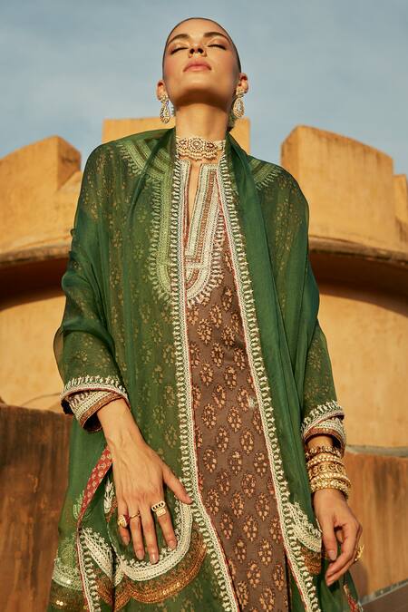 Buy Avacara Grey Silk Cotton And Organza Print & Embroidery Floral Kurta Pant Set Online at Aza Fashions Buy_Avacara_Grey Silk Cotton And Organza Print & Embroidery Floral Kurta Pant Set _Online_at_Aza_Fashions