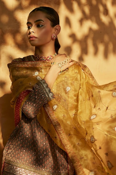 Buy Avacara Grey Silk Cotton And Embroidery Handblock Kurta Sharara Set Online at Aza Fashions Buy_Avacara_Grey Silk Cotton And Embroidery Handblock Kurta Sharara Set _Online_at_Aza_Fashions