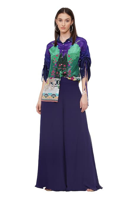 Solid Georgette Womens Flared Palazzo Pants