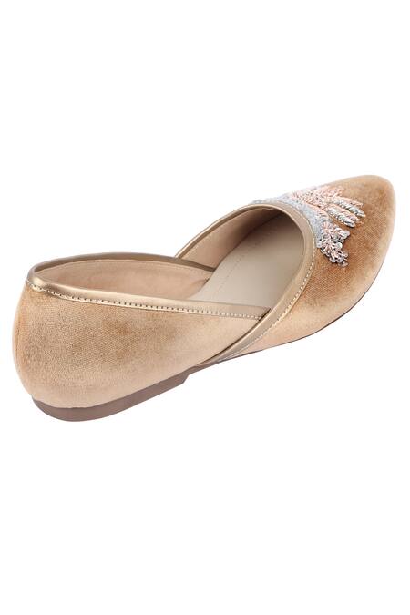 Buy_Veruschka By Payal Kothari_Gold Embroidered Velvet Mojdis_Online_at_Aza_Fashions