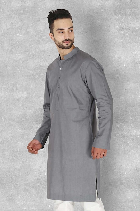 Ankit V Kapoor Grey Cotton Kurta Set 