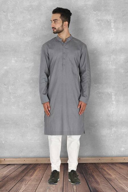 Ankit V Kapoor Grey Cotton Kurta Set Online at Aza Fashions Ankit V Kapoor_Grey Cotton Kurta Set _Online_at_Aza_Fashions