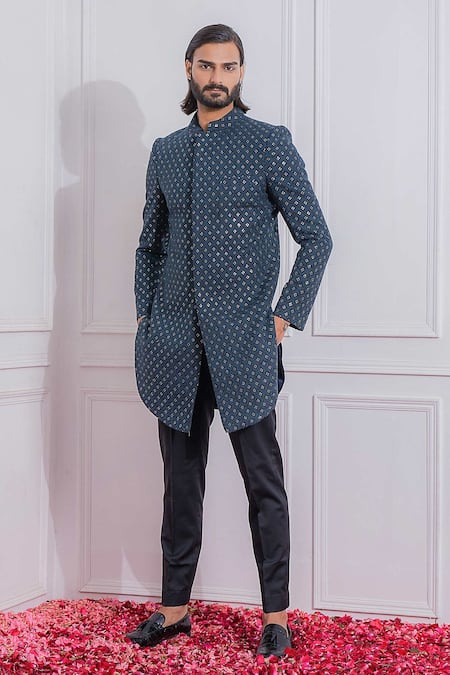 Ankit V Kapoor Georgette Embroidered Sherwani Set 