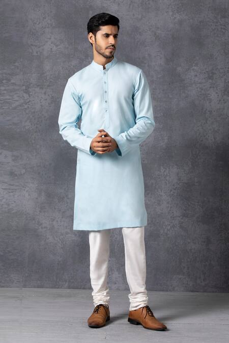 Ankit V Kapoor_Blue Cotton Kurta Set _Online_at_Aza_Fashions