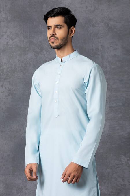 Buy_Ankit V Kapoor_Blue Cotton Kurta Set _Online_at_Aza_Fashions