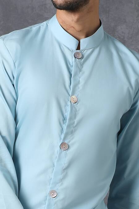 Buy Ankit V Kapoor Blue Cotton Button Down Kurta And Pant Set Online at Aza Fashions Buy_Ankit V Kapoor_Blue Cotton Button Down Kurta And Pant Set _Online_at_Aza_Fashions