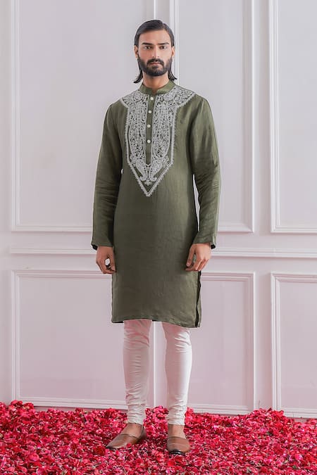 Ankit V Kapoor Satin Linen Kurta Set 