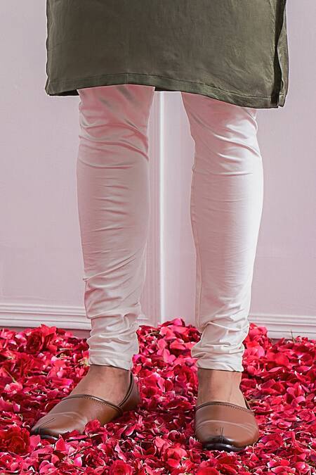 Ankit V Kapoor_Green Satin Linen Floral Kurta Set_at_Aza_Fashions