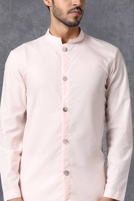 Buy_Ankit V Kapoor_Pink Cotton Button Down Kurta And Pant Set _Online_at_Aza_Fashions