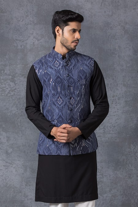 Buy online Navy Blue Solid Nehru Jacket from Jackets for Men by Ad By  Arvind for ₹1999 at 50% off | 2024 Limeroad.com