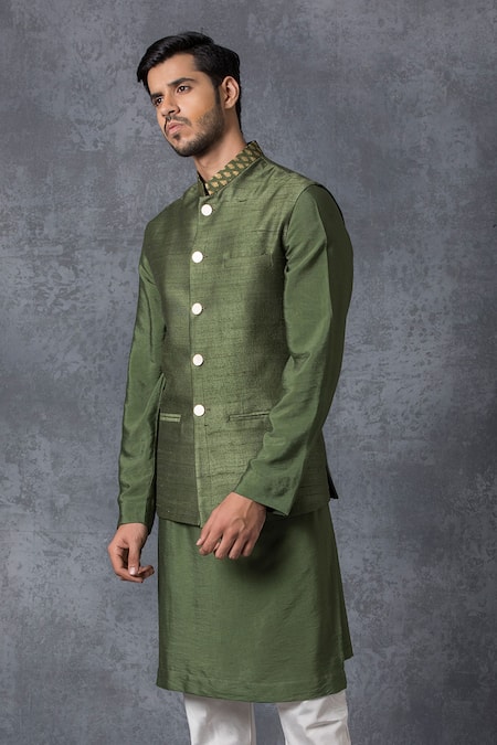 Ankit V Kapoor Raw Silk Bundi & Kurta Set 