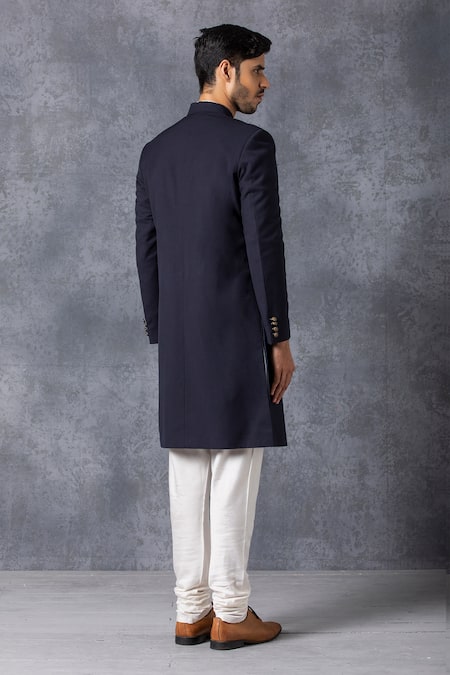 Shop Ankit V Kapoor Blue Suiting Sherwani Set at Aza Fashions Shop_Ankit V Kapoor_Blue Suiting Sherwani Set _at_Aza_Fashions